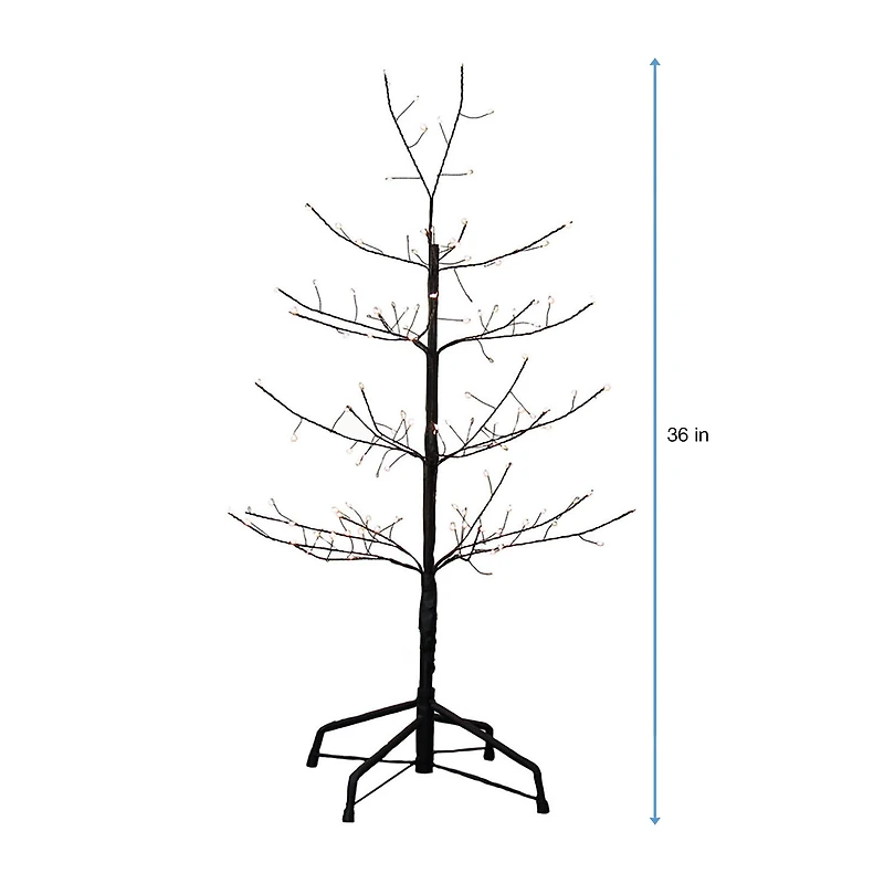 Kurt Adler 3-Foot Black Twig Tree with Warm White Cool White Twinkle Lights