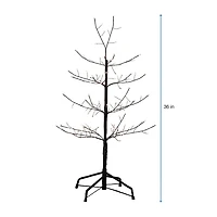 Kurt Adler 3-Foot Black Twig Tree with Warm White Cool White Twinkle Lights