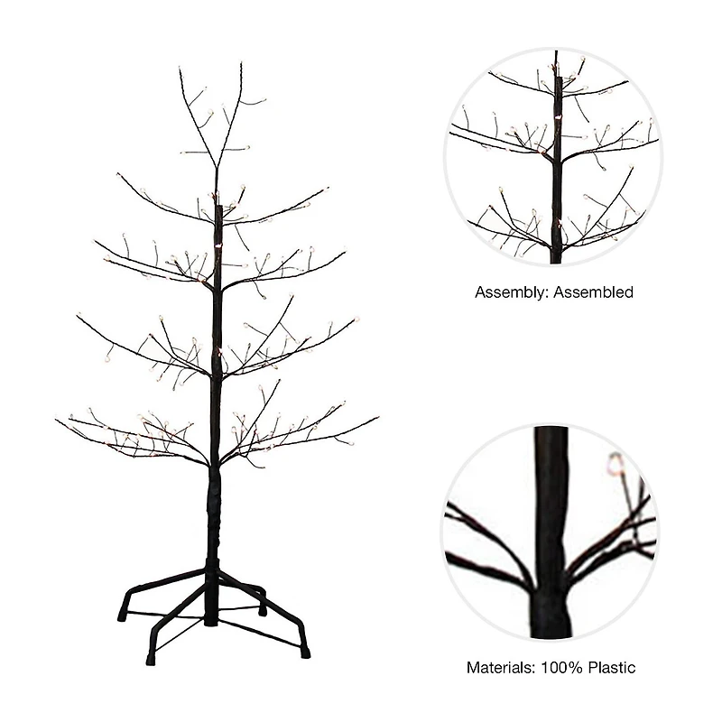 Kurt Adler 3-Foot Black Twig Tree with Warm White Cool White Twinkle Lights