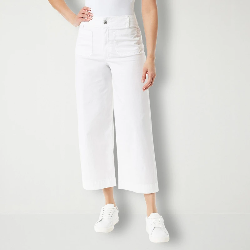 Gloria Vanderbilt Womens Wide Leg High Rise Cropped Pant