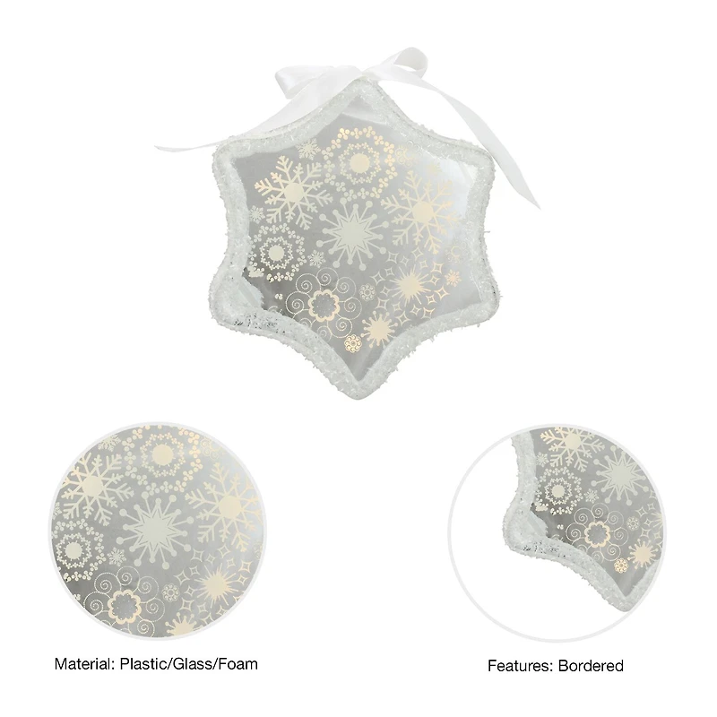 9'' White Pre-Lit LED Sparkle Snowflake Scene Christmas Ornament