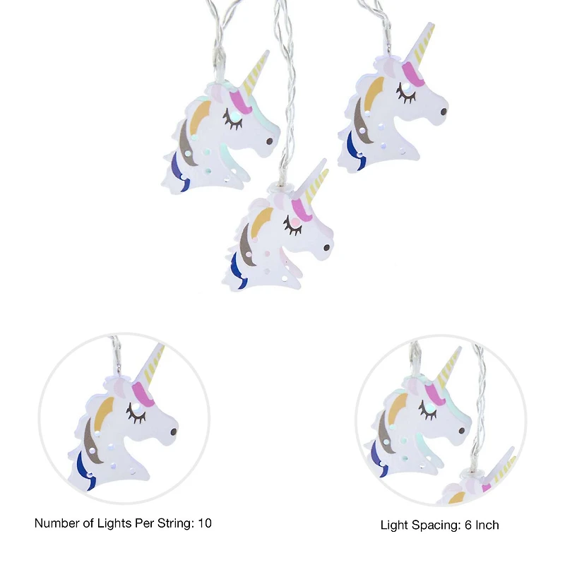Kurt Adler Battery-Operated 10-Light USB Metal Unicorn Light Set