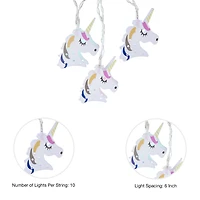 Kurt Adler Battery-Operated 10-Light USB Metal Unicorn Light Set
