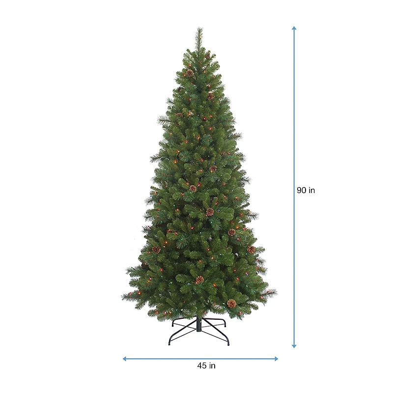 Kurt Adler 7.5-Foot Slim Pre-Lit Multi-Color Burlington Tree