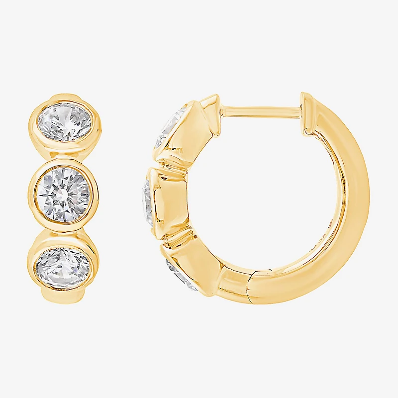 (G/ Si2) Womens 1 1/2 CT. T.W. Lab Grown White Diamond 10K Gold 16.2mm Hoop Earrings