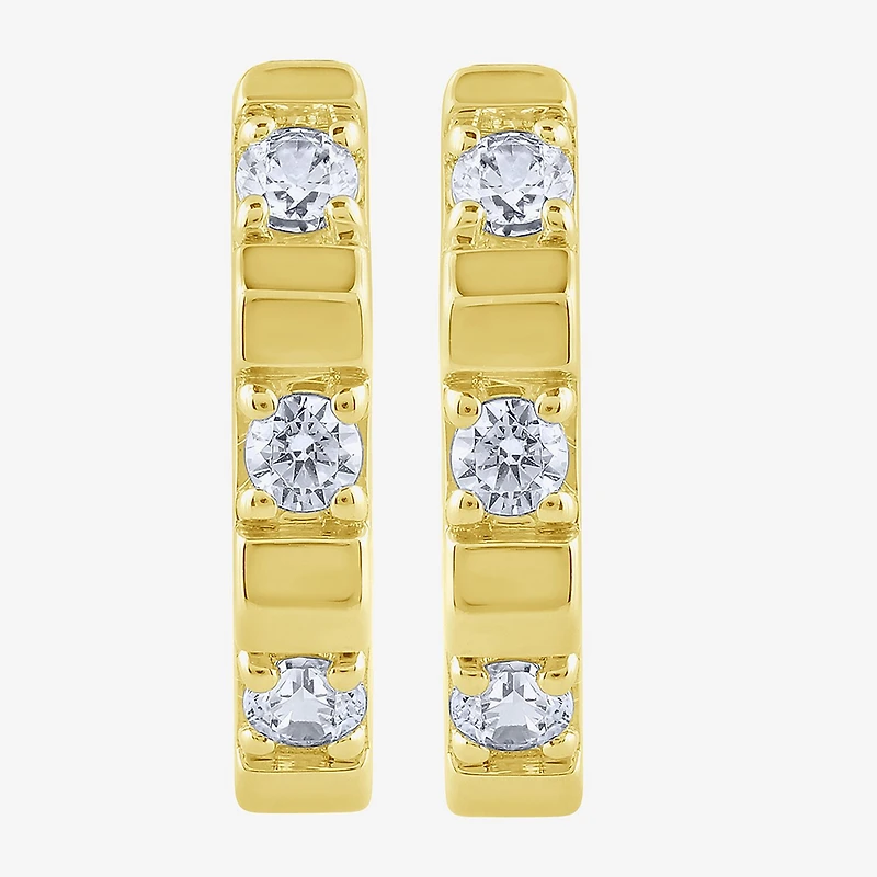 (G/ Si2) Womens 1/4 CT. T.W. Lab Grown White Diamond 10K Gold 13.8mm Hoop Earrings