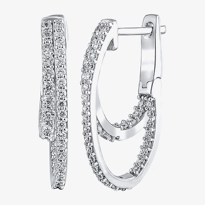 (G/ Si2) Womens 1 CT. T.W. Lab Grown White Diamond 10K Gold 22.5mm Hoop Earrings