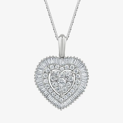 Diamond Blossom (G / Si2) Womens 1 CT. T.W. Lab Grown White Diamond 10K Gold Heart 18 Inch Pendant Necklace