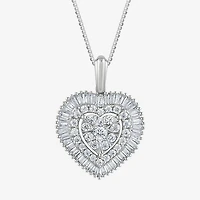 Diamond Blossom (G / Si2) Womens 1 CT. T.W. Lab Grown White 10K Gold Heart 18 Inch Pendant Necklace