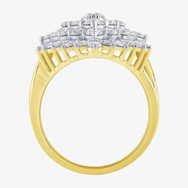 (G/ Si2) Womens 4 CT. T.W. Lab Grown White Diamond 10K Gold Marquise Cocktail Ring