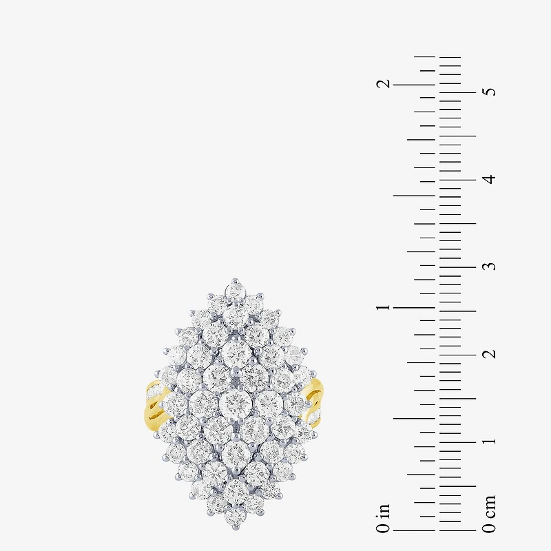 (G/ Si2) Womens 4 CT. T.W. Lab Grown White Diamond 10K Gold Marquise Cocktail Ring