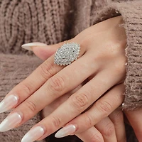 (G/ Si2) Womens 4 CT. T.W. Lab Grown White Diamond 10K Gold Marquise Cocktail Ring