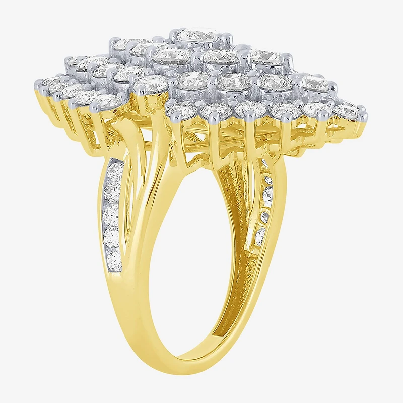 (G/ Si2) Womens 4 CT. T.W. Lab Grown White Diamond 10K Gold Marquise Cocktail Ring