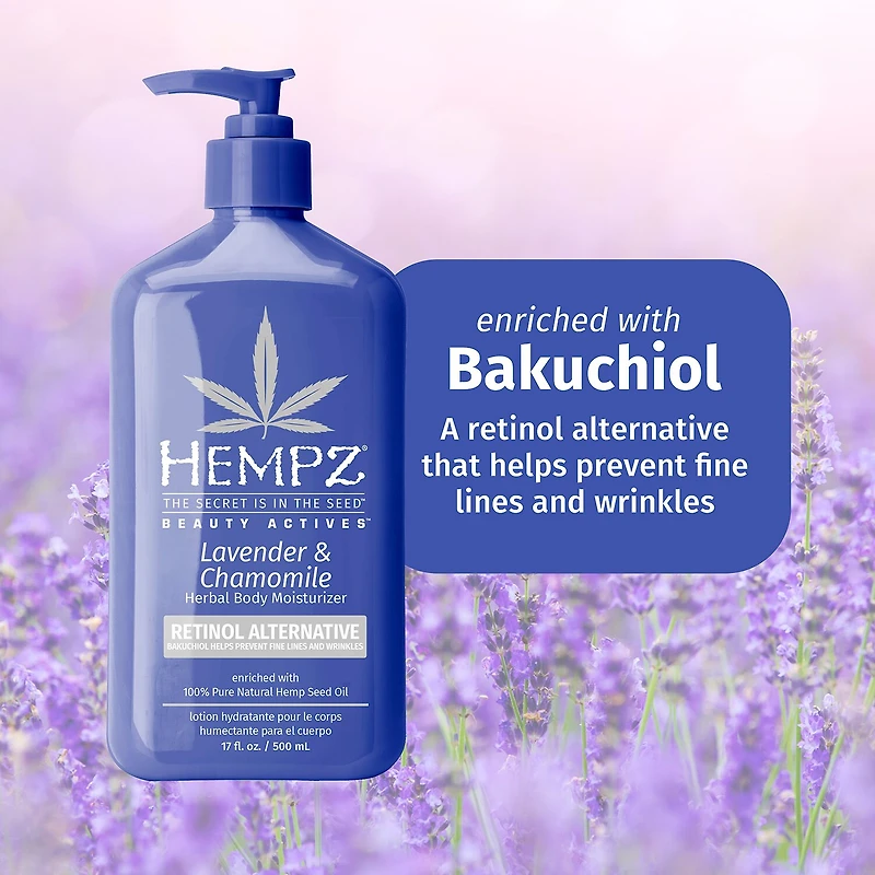 Hempz Lavender & Chamomile Herbal Body Moisturizer With Retinol Alternative 17 Oz.