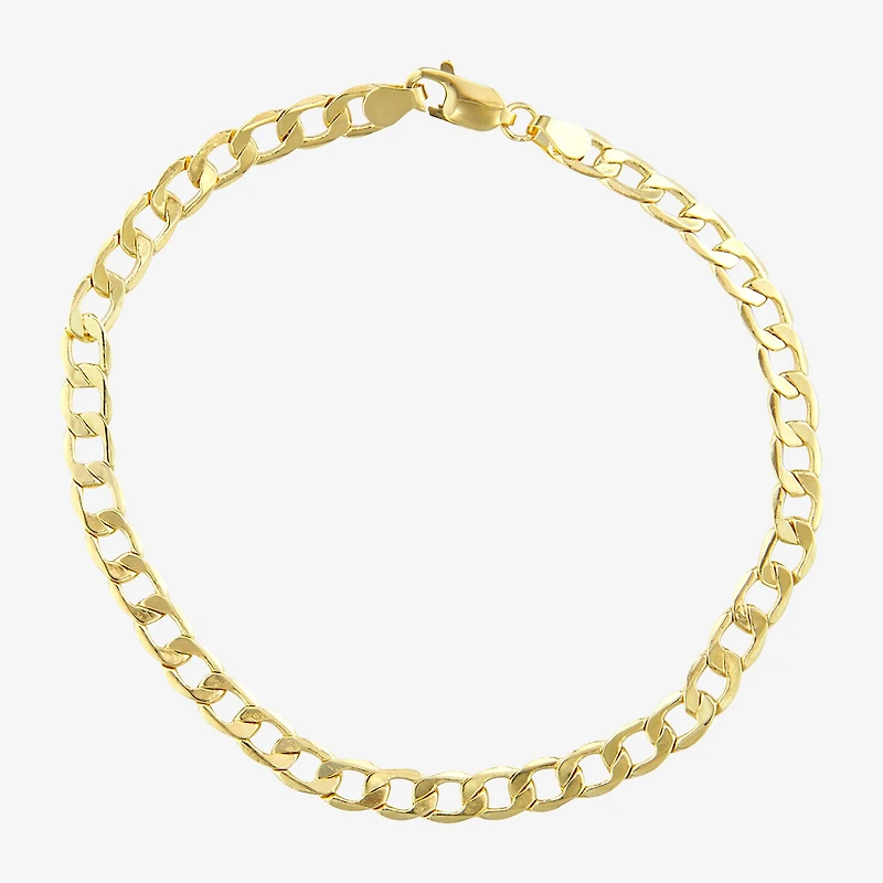 Mens 10K Gold 8 Inch Hollow Curb Chain Bracelet