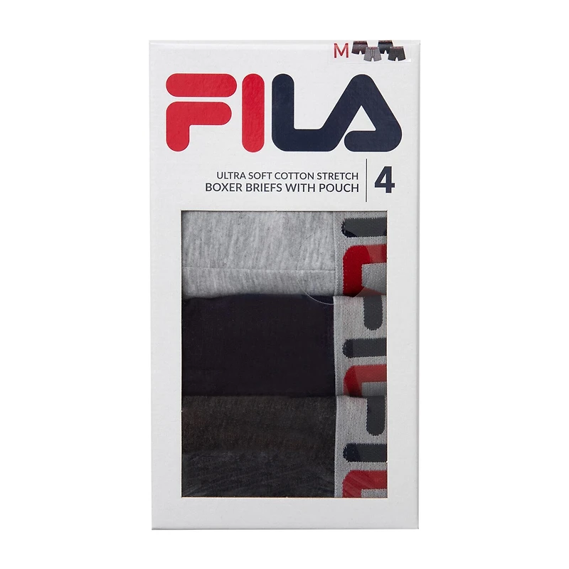 FILA Ultra Soft Stretch No Fly Mens 4 Pack Boxer Briefs Fm412bxcs15-410