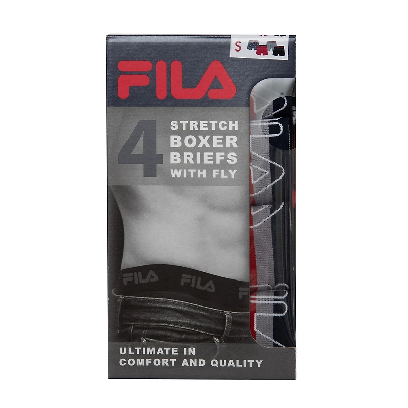 FILA Ultra Soft Stretch Mens 4 Pack Boxer Briefs Fm312bxcs28-001