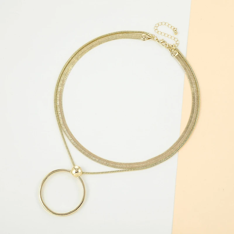 Bold Elements Gold Tone Womens 18 Inch Pendant Necklace