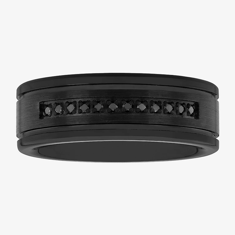 Mens 8MM 1/10 CT. T.W. Black Diamond Tungsten Wedding Band