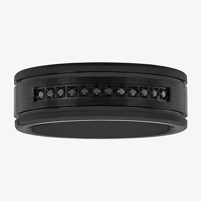 Mens 8MM 1/10 CT. T.W. Black Diamond Tungsten Wedding Band