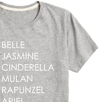 Disney Collection Little & Big Kid Girls Crew Neck Short Sleeve Regular Fit Ariel Belle Cinderella Graphic T-Shirt