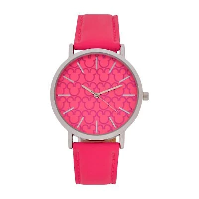 Disney Mickey Mouse Womens Pink Strap Watch Mk1541jc