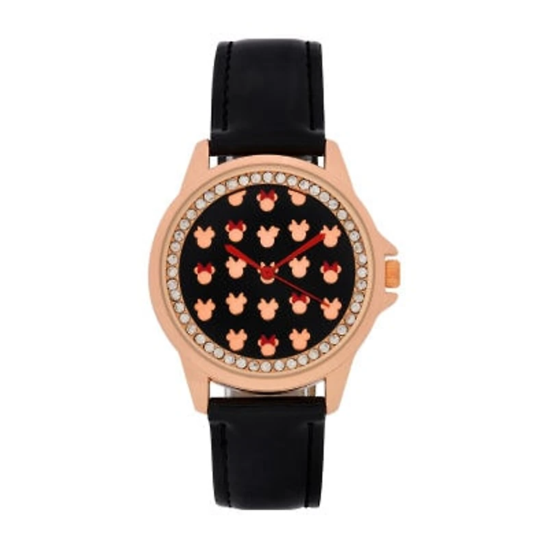 Disney Minnie Mouse Womens Black Strap Watch Mn1618jc
