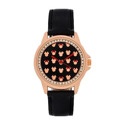 Disney Minnie Mouse Womens Black Strap Watch Mn1618jc
