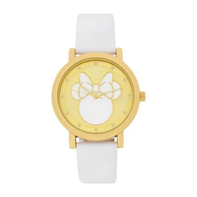Disney Minnie Mouse Womens White Strap Watch Mn1621jc