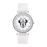 Disney Minnie Mouse Womens White Strap Watch Mn1707jc