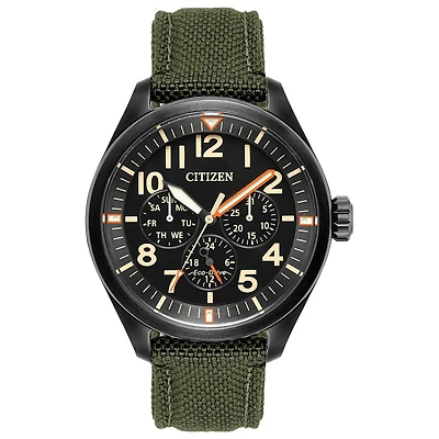 Citizen Chandler Mens Green Strap Watch Bu2055-16e