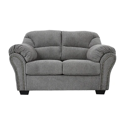 Signature Design by Ashley® Aldin Pad-Arm Upholstered Loveseat in Pewter