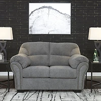 Signature Design by Ashley® Aldin Pad-Arm Upholstered Loveseat in Pewter