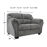 Signature Design by Ashley® Aldin Pad-Arm Upholstered Loveseat in Pewter