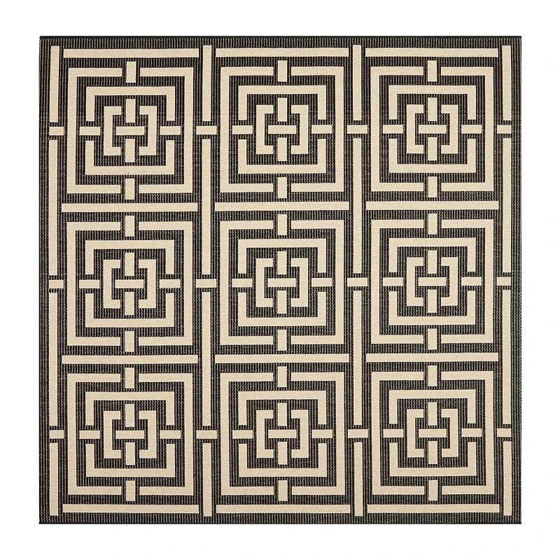 Safavieh Courtyard Collection Varvara Geometric Indoor/Outdoor Square Area Rug