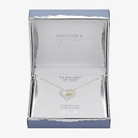 Gratitude & Grace Mom Womens Cubic Zirconia Pure Silver Over Brass Heart 16 Inch Pendant Necklace