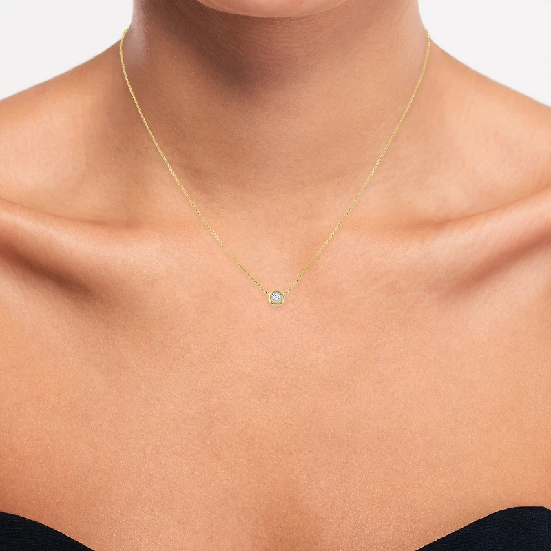 (G-H / Si2-I1) Womens Diamond Accent Lab Grown White Diamond 10K Gold 18 Inch Pendant Necklace