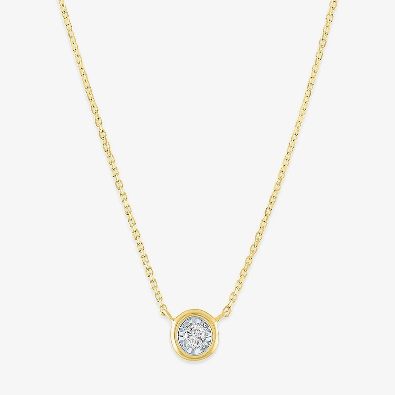 (G-H / Si2-I1) Womens Diamond Accent Lab Grown White Diamond 10K Gold 18 Inch Pendant Necklace