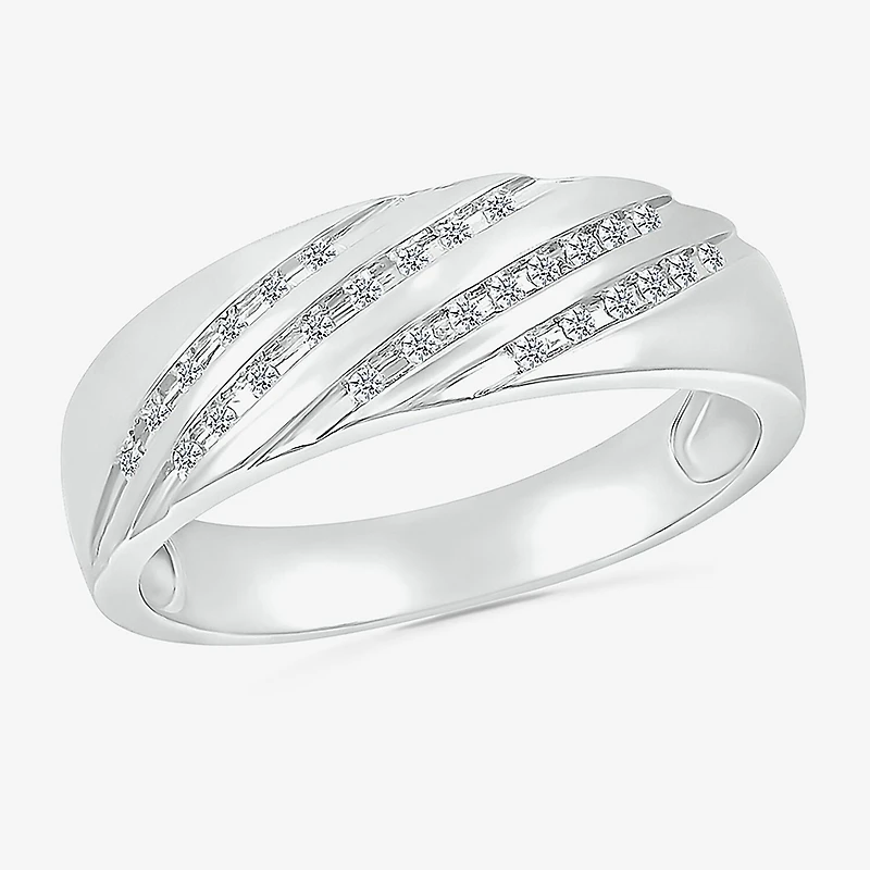 6.7mm Unisex Adult 1/2 CT. T.W. Natural White Diamond 10K Gold Round Side Stone Wedding Ring Set
