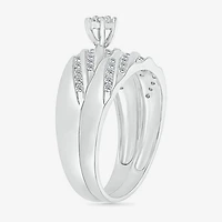 6.7mm Unisex Adult 1/2 CT. T.W. Natural White Diamond 10K Gold Round Side Stone Wedding Ring Set