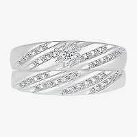 6.7mm Unisex Adult 1/2 CT. T.W. Natural White Diamond 10K Gold Round Side Stone Wedding Ring Set