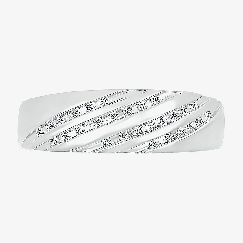6.7mm Unisex Adult 1/2 CT. T.W. Natural White Diamond 10K Gold Round Side Stone Wedding Ring Set