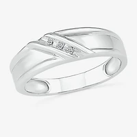4.60mm Unisex Adult 1/10 CT. T.W. Natural White Diamond 10K Gold Round Side Stone Wedding Ring Set