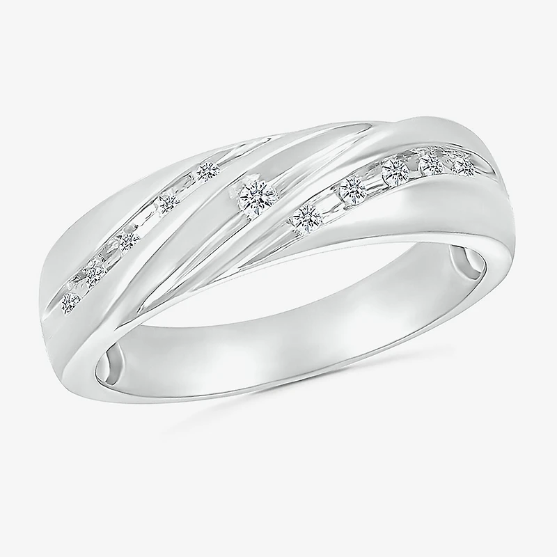 4.25mm Unisex Adult 1/2 CT. T.W. Natural White Diamond 10K Gold Round Side Stone Wedding Ring Set