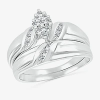 4.00mm Unisex Adult 1/3 CT. T.W. Natural White Diamond 10K Gold Marquise Wedding Ring Set