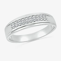 5.00mm Unisex Adult 1 CT. T.W. Natural White Diamond 10K Gold Round Side Stone Wedding Ring Set