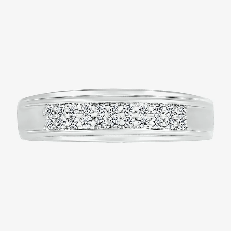 5.00mm Unisex Adult 1 CT. T.W. Natural White Diamond 10K Gold Round Side Stone Wedding Ring Set