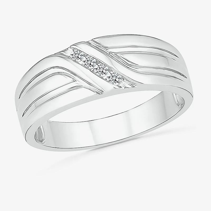 4.00mm Unisex Adult 1/3 CT. T.W. Natural White Diamond 10K Gold Round Wedding Ring Set