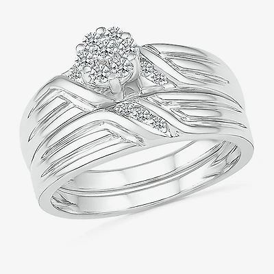4.00mm Unisex Adult 1/3 CT. T.W. Natural White Diamond 10K Gold Round Wedding Ring Set