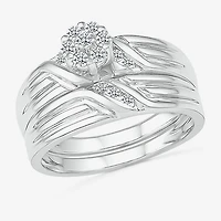 4.00mm Unisex Adult 1/3 CT. T.W. Natural White Diamond 10K Gold Round Wedding Ring Set